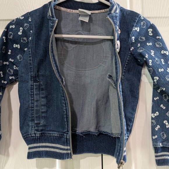 Hello Kitty Girl's Denim Varsity Jacket, Size 5, Sequin Logo Blue, Full Zip - Picture 14 of 15